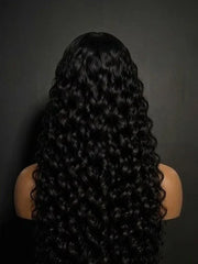 Black Curly Wig back view
