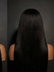 Black Straight Wig back view